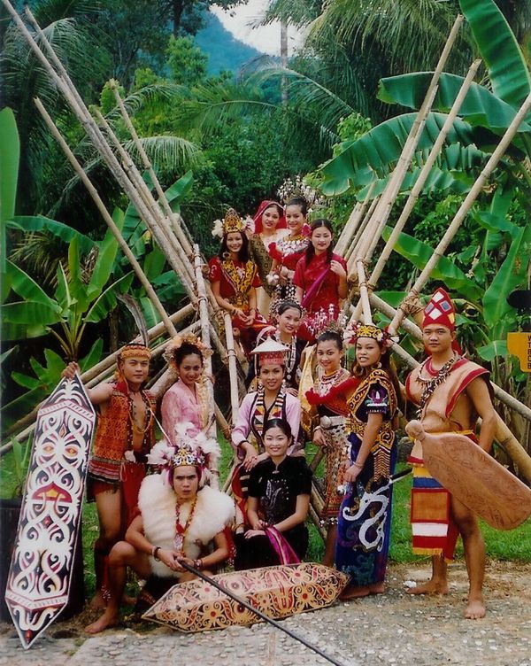 Indigenous Bidayuh people in their traditional…